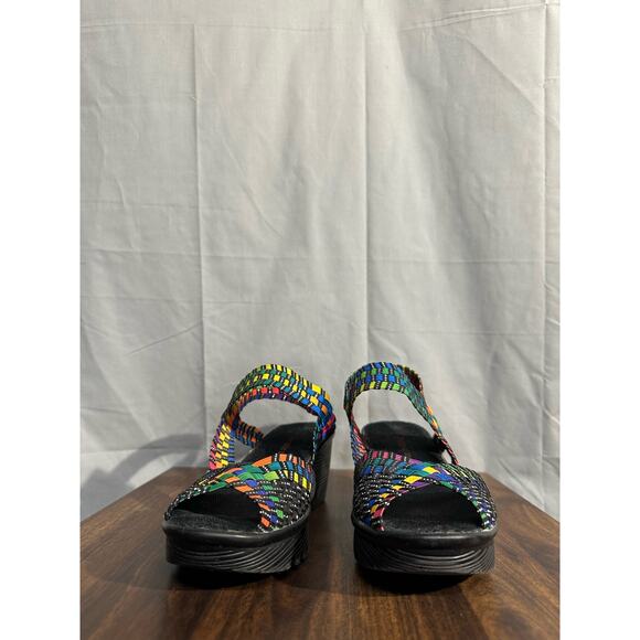 Bernie Mev Wedge Sandals Womens 41 US 10 Rainbow Colorful Fame Woven Comfort - Picture 8 of 9